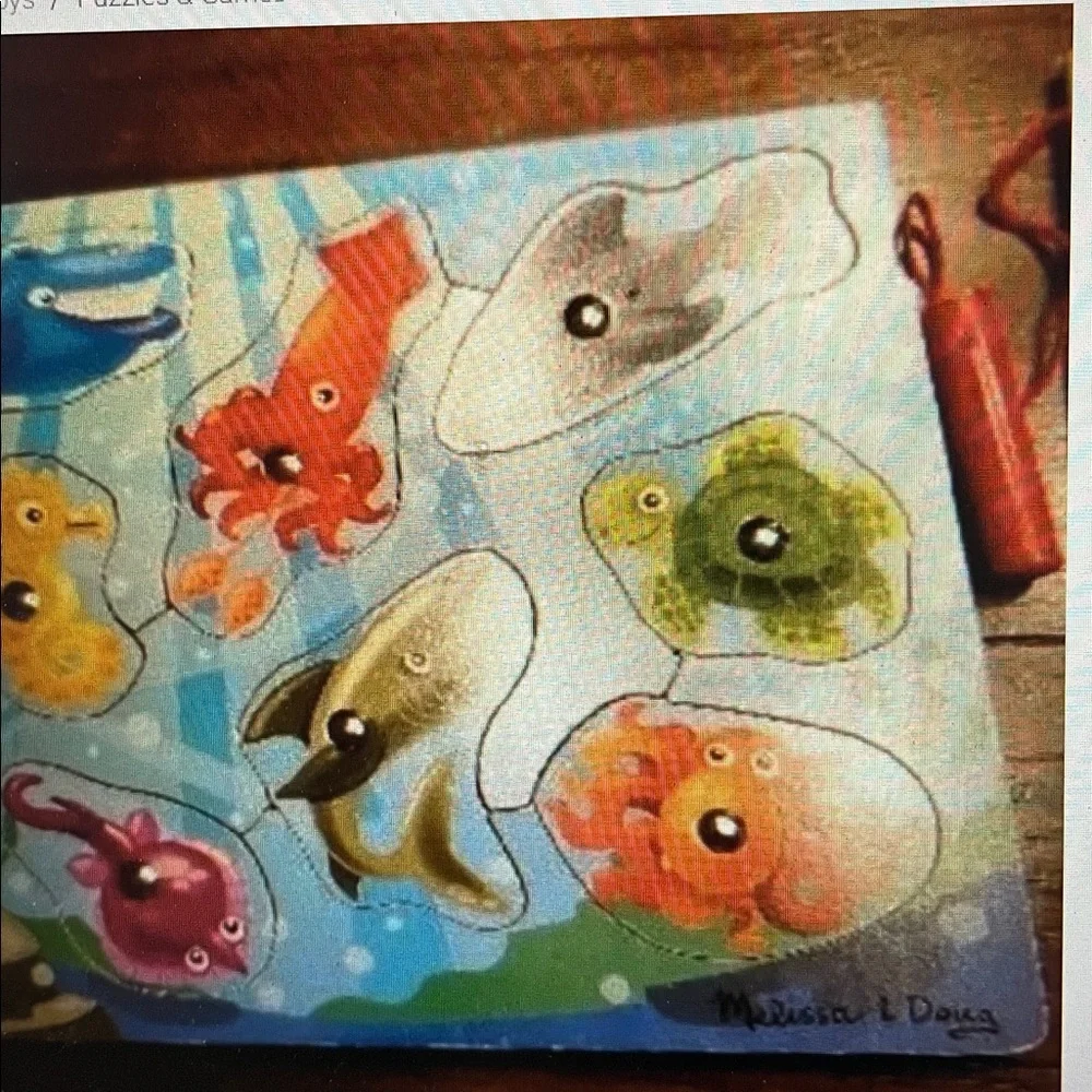 Melissa & Doug Magnetic Wooden Fishing Puzzle Game With 10 Ocean Animals